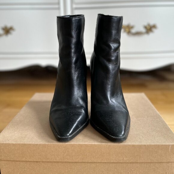 Steve Madden - Black Leather Ankle Stiletto Booties | Size 7 - Picture 2 of 5